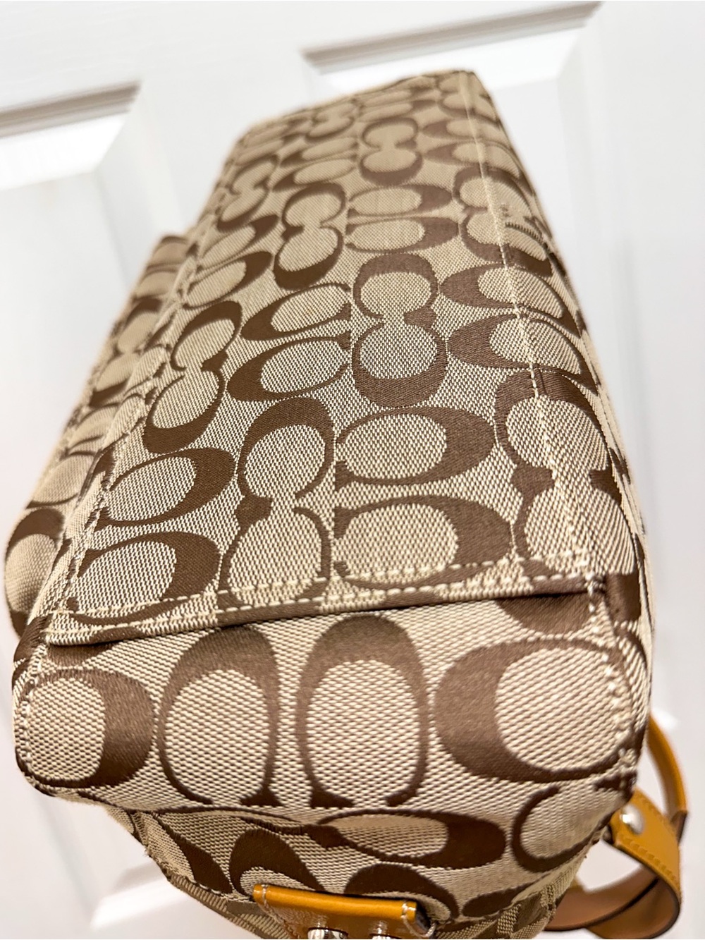 Coach Soho Buckle Dome Satchel Signature Jacquard Patent Leather Trim Bag - Picture 13 of 16